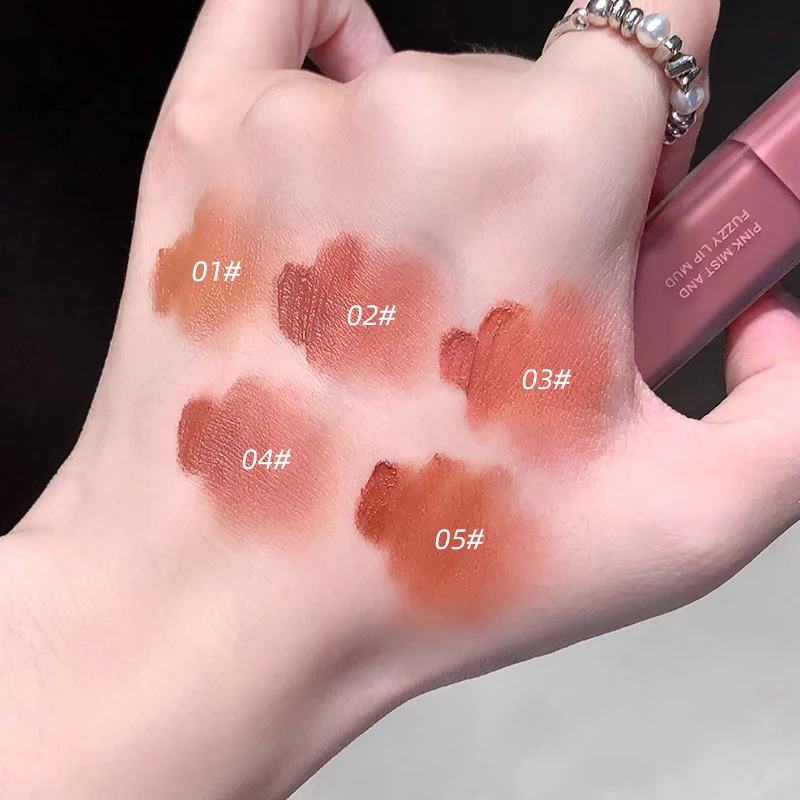 طين الشفاه Gege Bear مسحوق الرذاذ ليس من السهل الالتصاق على الكوب، سهل التلوين، طلاء شفاه أبيض غير لامع، عادي وسلس #3