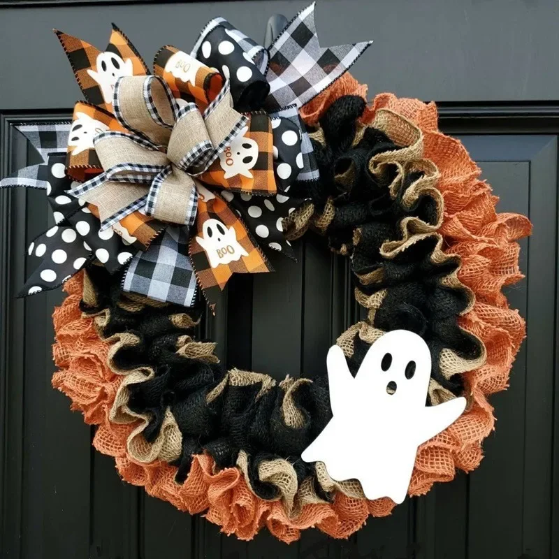 

New Ghost Festival Atmosphere Ghost Fabric Pendant Door Hanging Terror House Props Decoration Halloween Wreath Surprise Gift