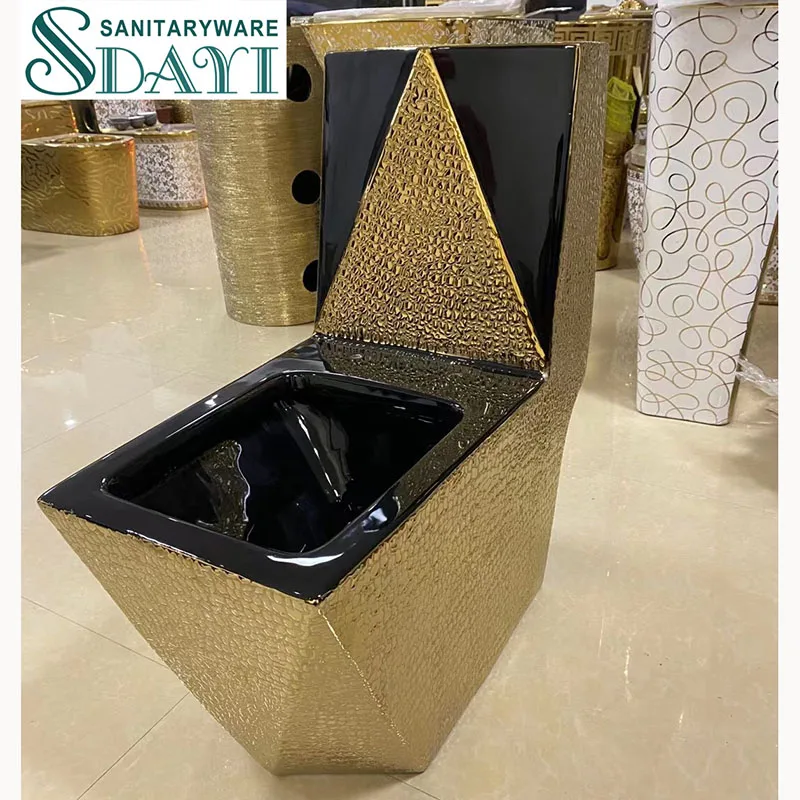 

SDAYI Royal Luxury Sanitary Ware Gold Plated Toilet Commode Ceramic Water Closet One Piece Diamond Golden Electroplated Toilet