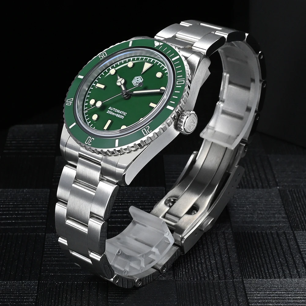 San Martin Fashion Men Diver Watch 6200 38mm Enamel Dial Water Ghost NH35 PT5000 Automatic Mechanical Sapphire 20 Bar BGW9 Lume