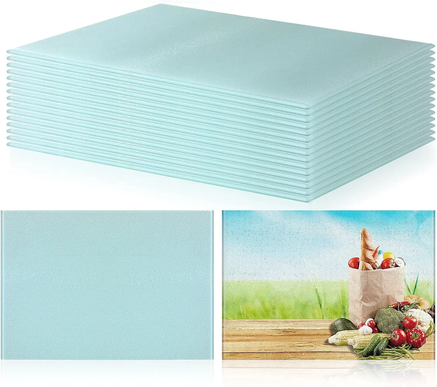 

15 Pcs Sublimation Blank Cutting Board for Kitchen - 11 x 7.87 Inch Tempered Glass for Countertop - Heat Resistant Perso