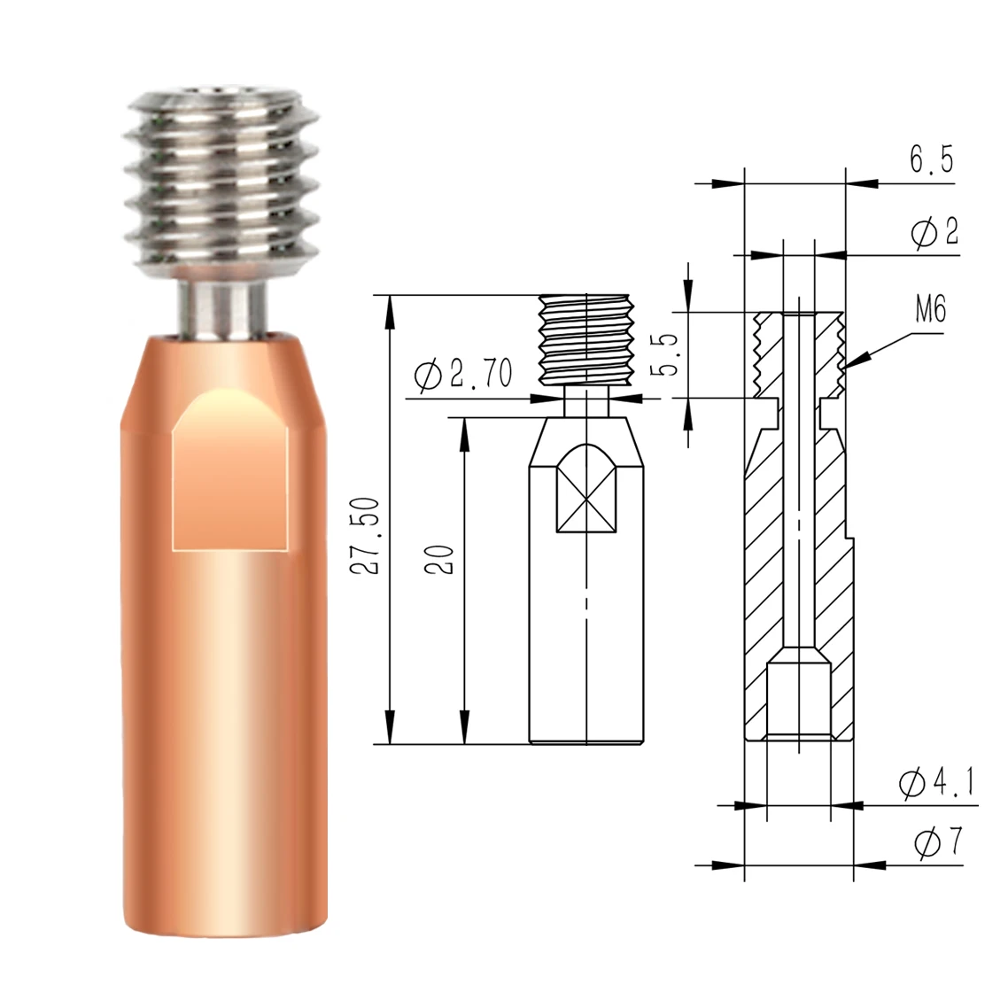 2 pezzi bimetallico CR10 lega di titanio Heat Break gola placcatura in rame 1.75/4.1mm attraverso per Ender 3 CR-10 Hotend parti della stampante 3D