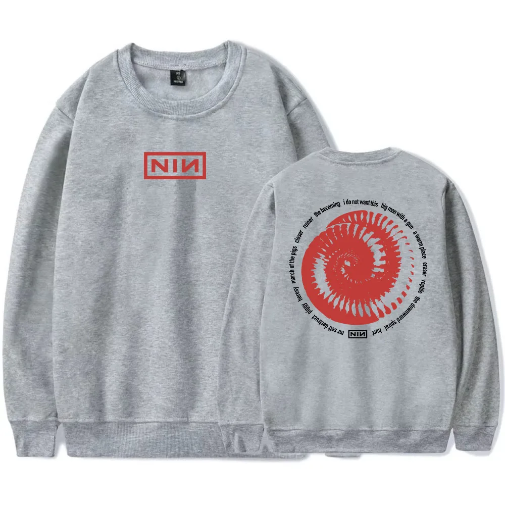 نين الأحمر دوامة Longsleeve البلوز تسعة بوصة الأظافر روك باند هوديس عادية للجنسين الشارع الشهير الرجال ملابس حريمي طباعة البلوز