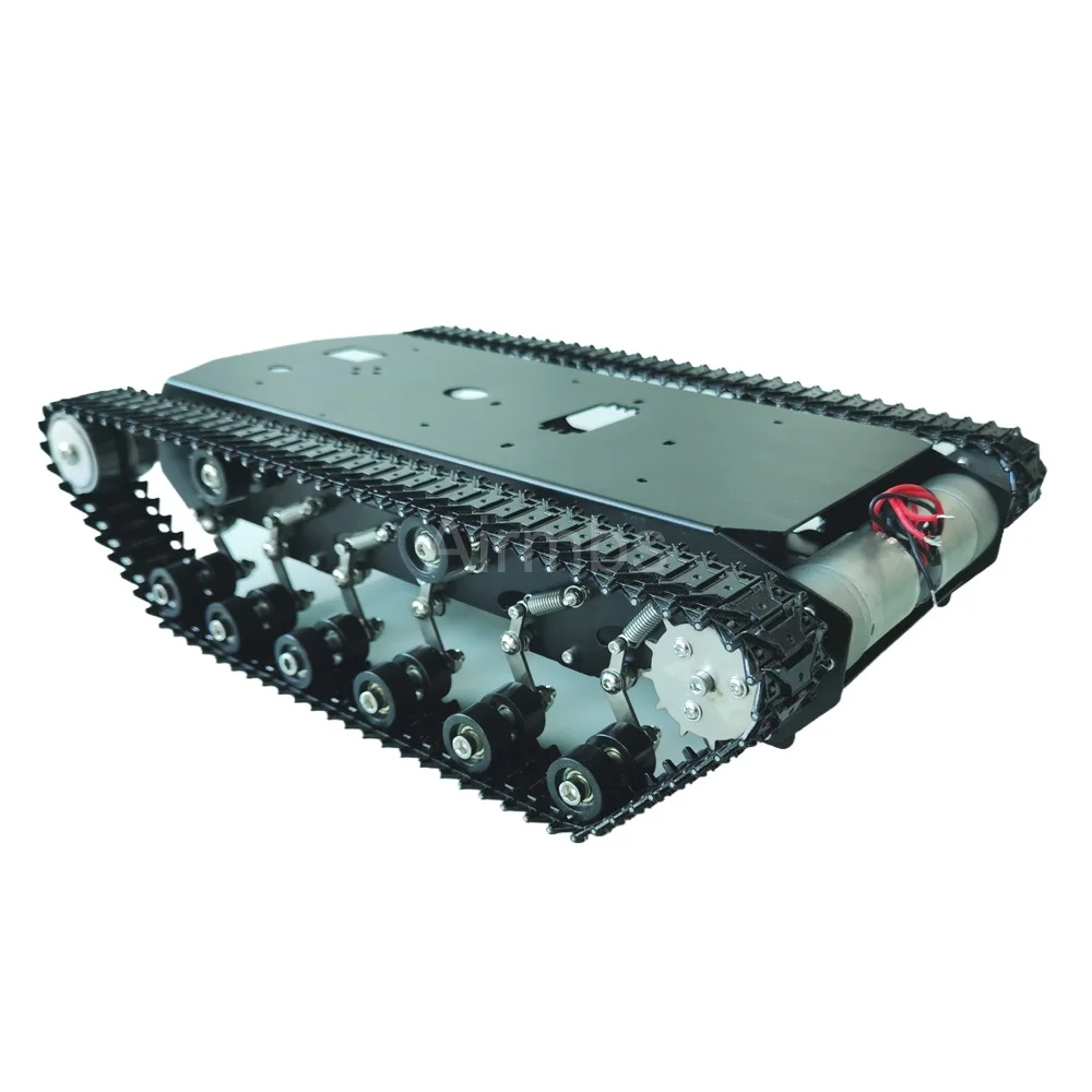 Chassis Robot Mobil Crawler Suspensi Logam Beban Aktual 12KG dengan Peredam Kejut, Motor DC 12V 2WD