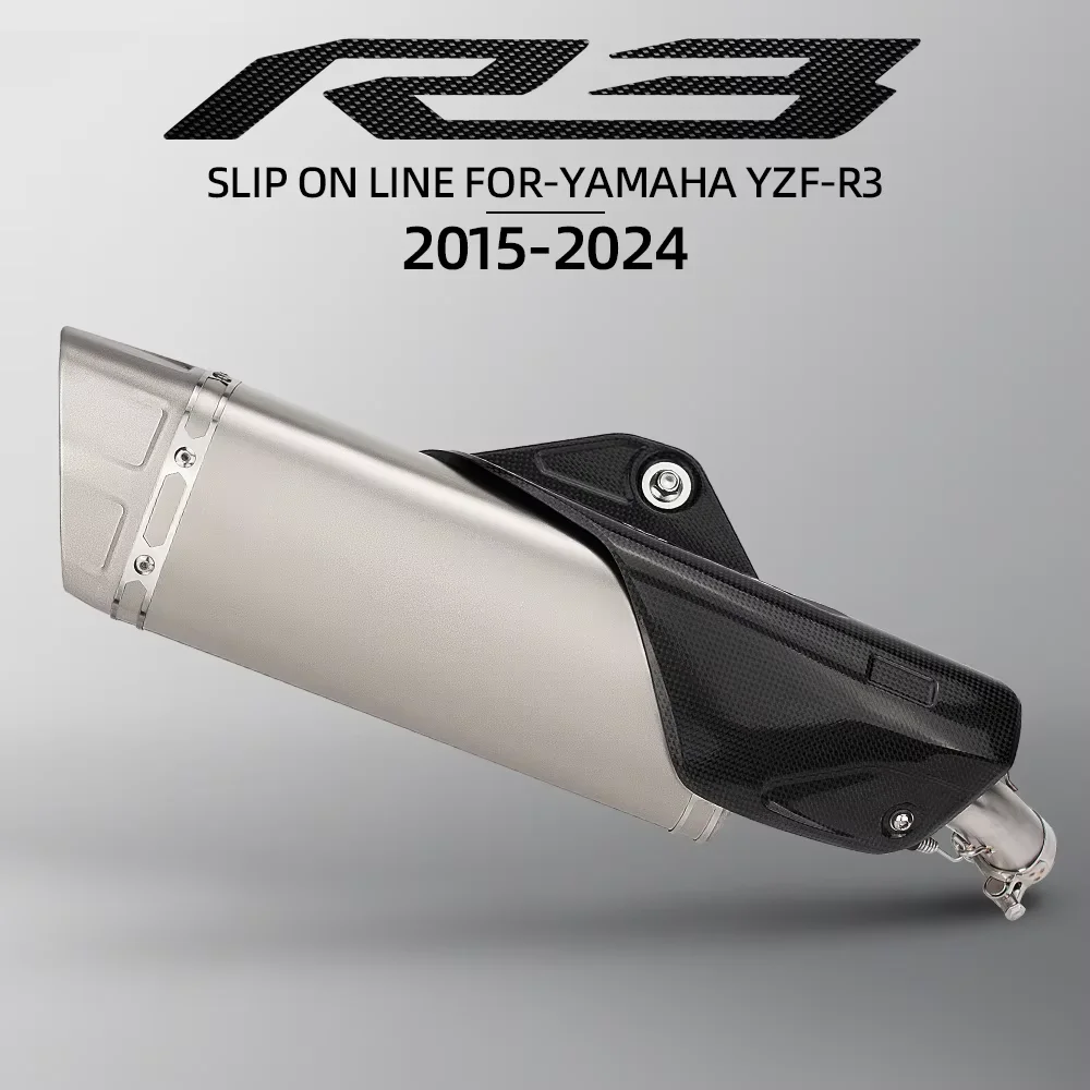 

For YAMAHA YZF R25 MT03 R3 2015-2024 Motorcycle Exhaust Escape Moto Middle Link Pipe Connect Muffler With Carbon Cover