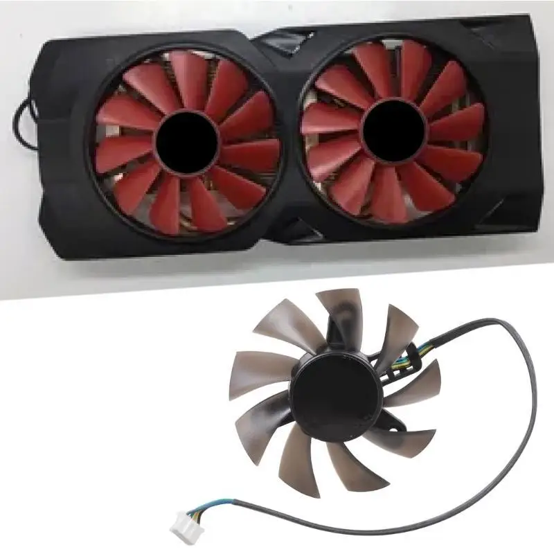 652F Cooler Fan 75mm for DC 12V Radiator FD8015U12S 4Pin 12V 0.5A Replacement for AMDRX570 580 Public Graphics Card Cooler