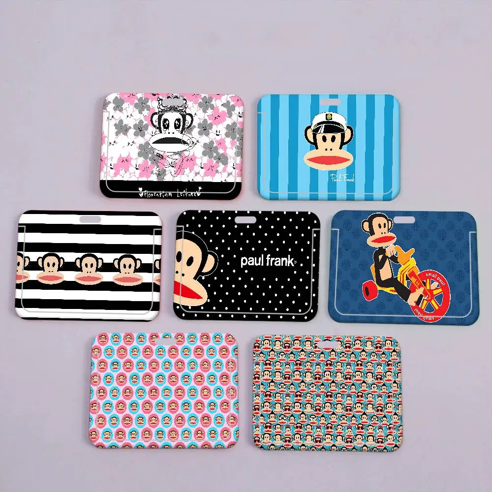 

L-Luxurious P-Paul Frank Holder ID Name Tag Cover Company Work Card Holder For Staff Employees Bus Card Sleeve With Lanyard