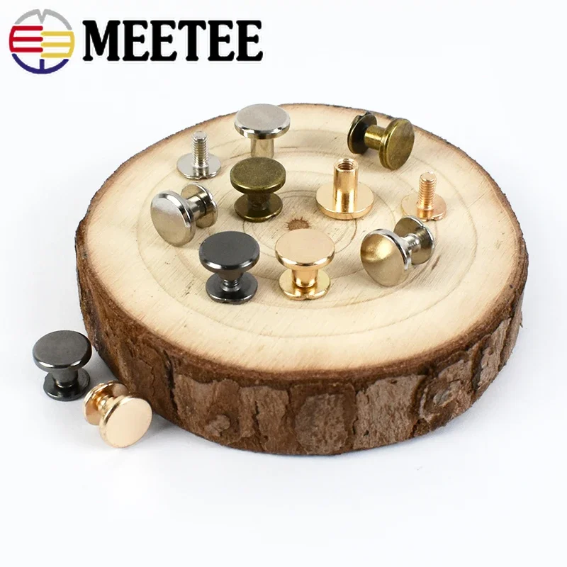 Meetee 10/20Pcs Flat Head Screws Nail 5/6/8mm Bag Rivet Metal Notebook Binding Rivets Buckle DIY Luggage Hardware Accessories