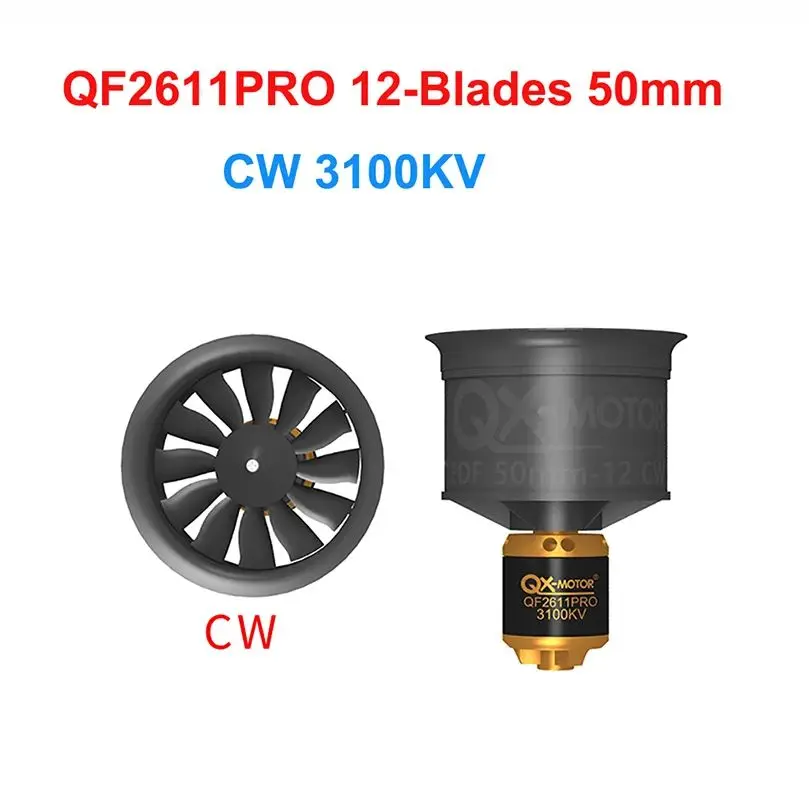 QX-MOTOR QF2611PRO 3750KV 12-Blades QF2611 4500KV Brushless Motor with 64mm 5 Paddles EDF Ducted Fan for RC Drone