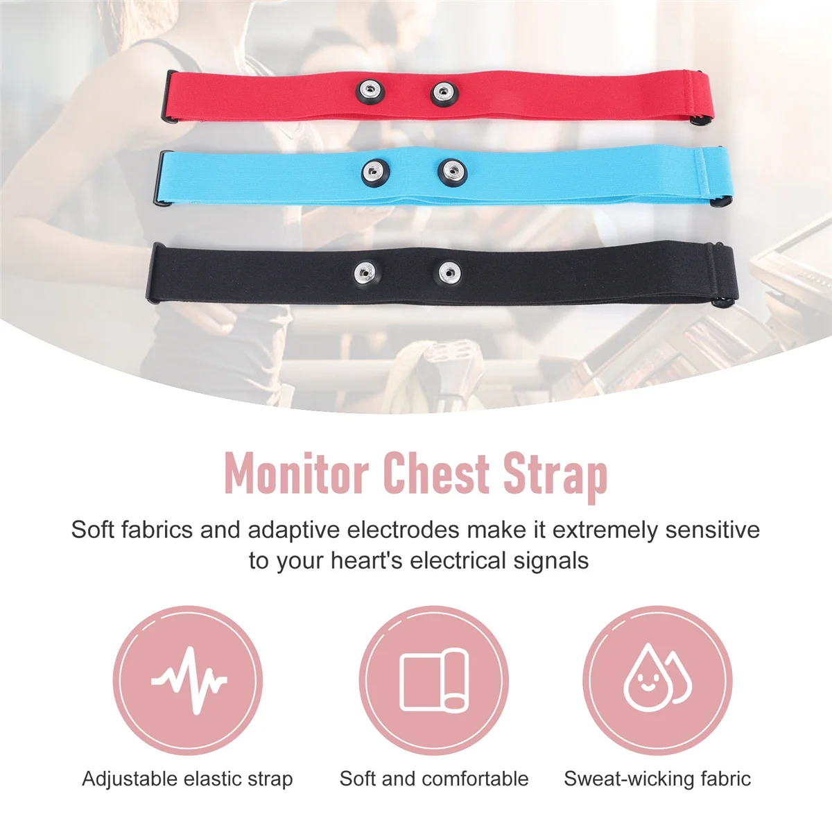 SMIEA 3Pcs for Magene Heart Rate Chest Strap Adjustable Elastic Strap for Polar Wahoo Garmin Sports Wireless Monitor Rate Belt A