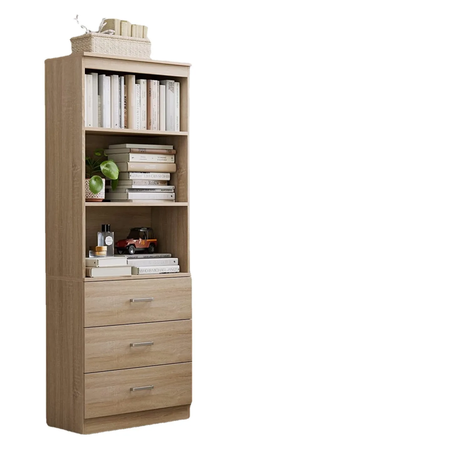 Study multi-layer multi-drawer simple bookshelf, home study floor-to-wall storage bookcase