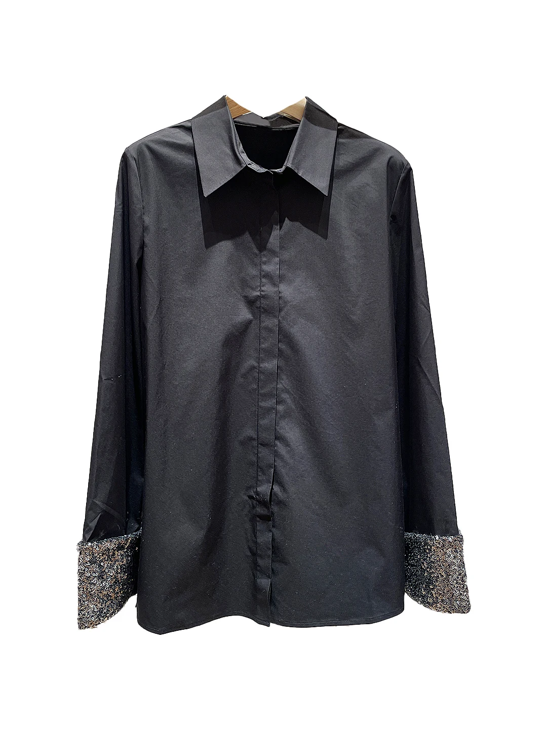 2025 Early Autumn New Sequin Lapel Long Sleeve Loose Comfort Shirts Male Handsome Solid Color Tops Trendy Breathable Chic Shirts