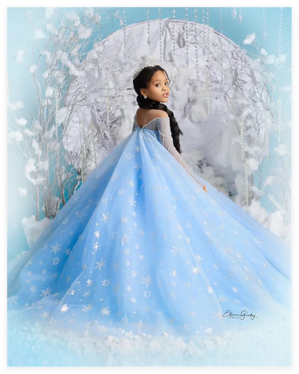 Frozen Ice Queen Girl Pageant Dress Flower Girls Dresses Princess Aisha Light Sky Blue Kids Party Fully Baby Birthday Gowns