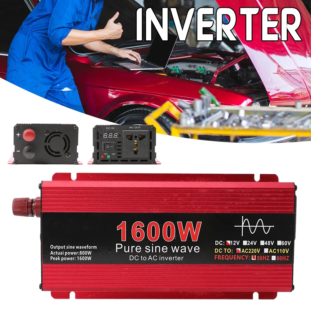 1000W-3000W 12V/24V Low Consumption Pure Sine Waves Inverters Lightweight Power Converter For Car Outdoor Solar Energy