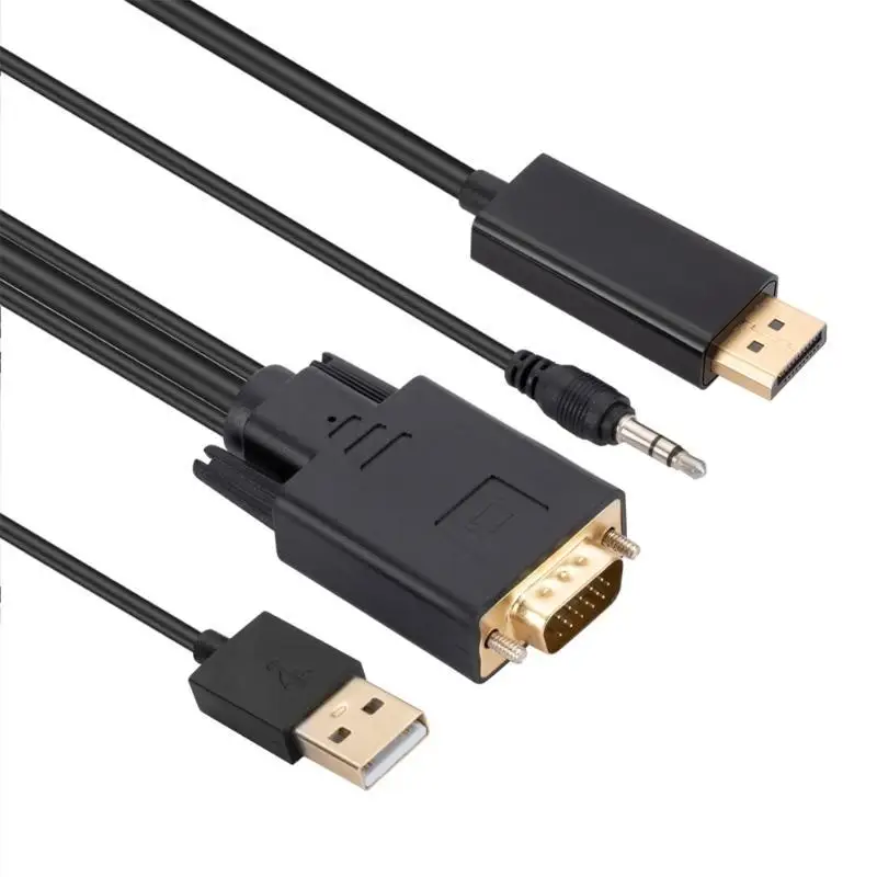 Y1UB VGA to  Cord Connector Desktop Computers, Graphics Cards and Laptops Video Synchronization VGA to DP Adapter