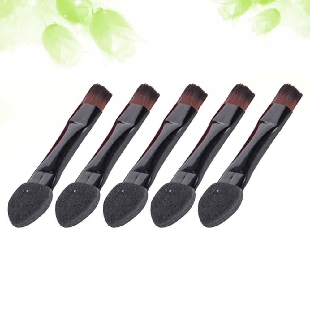 Conjunto de aplicador de sombra para sobrancelha e lábios, pincéis pretos, esponja dupla, cosméticos, mistura de maquiagem para os olhos, iniciante profissional