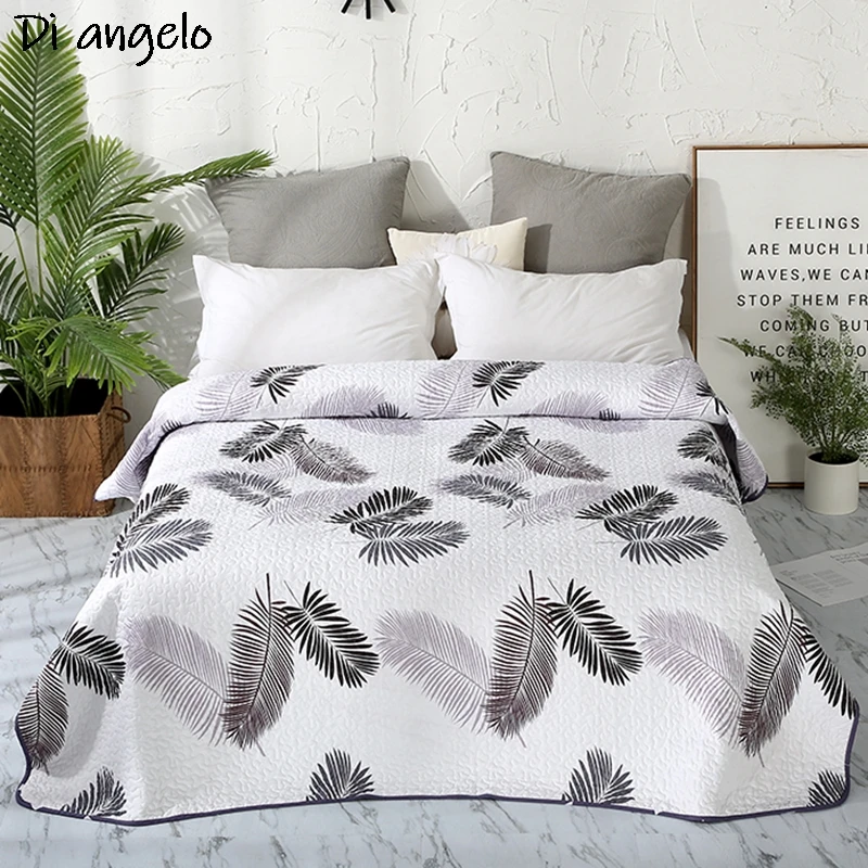 Black White Leaf Printing Polyester Cotton Bedspread Pillowcase Quilt Coverlet Bed Covers Bed sheet Blanket Quilting #/W