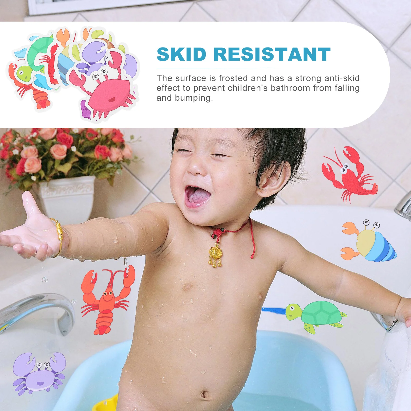 

10pcs Cartoon Sea Animal Bathtub Safety Non-Slip Stickers Waterproof Pvc Frosted Bathroom Anti-Skid Sticker Decals Strips