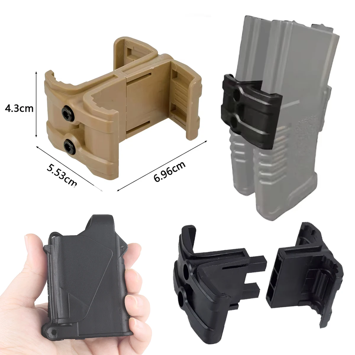 Universal Clip Rifle Dual Parallel Airsoft Link Round 9mm .40 .22LR Speed Tactical Nylon Clamp Mount Loader Hunting Accessories