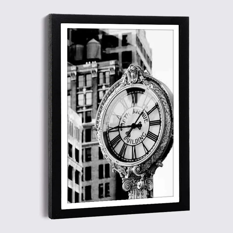 

Black Photo Frame Street View Big Clock Canvas Painting 5x7 8x12 Inch Wood Picture Frame Nordic Wall Home Decor Picture Frames