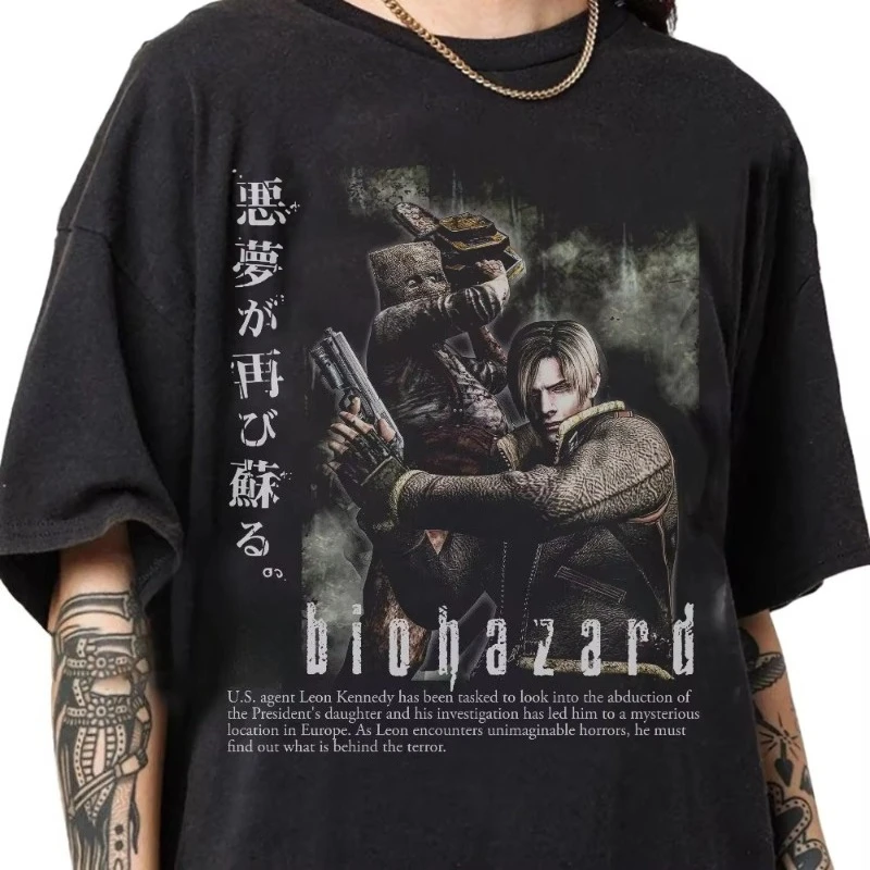 Vintage 90s Bootleg Style Biohazard Resident Evil T-Shirt Leon