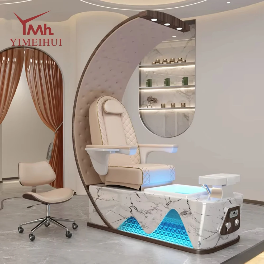 

Luxury Nail Salon Furniture Human Touch Massage High Back Foot Care Salon Foot Spa Pedicure Manicure Chair