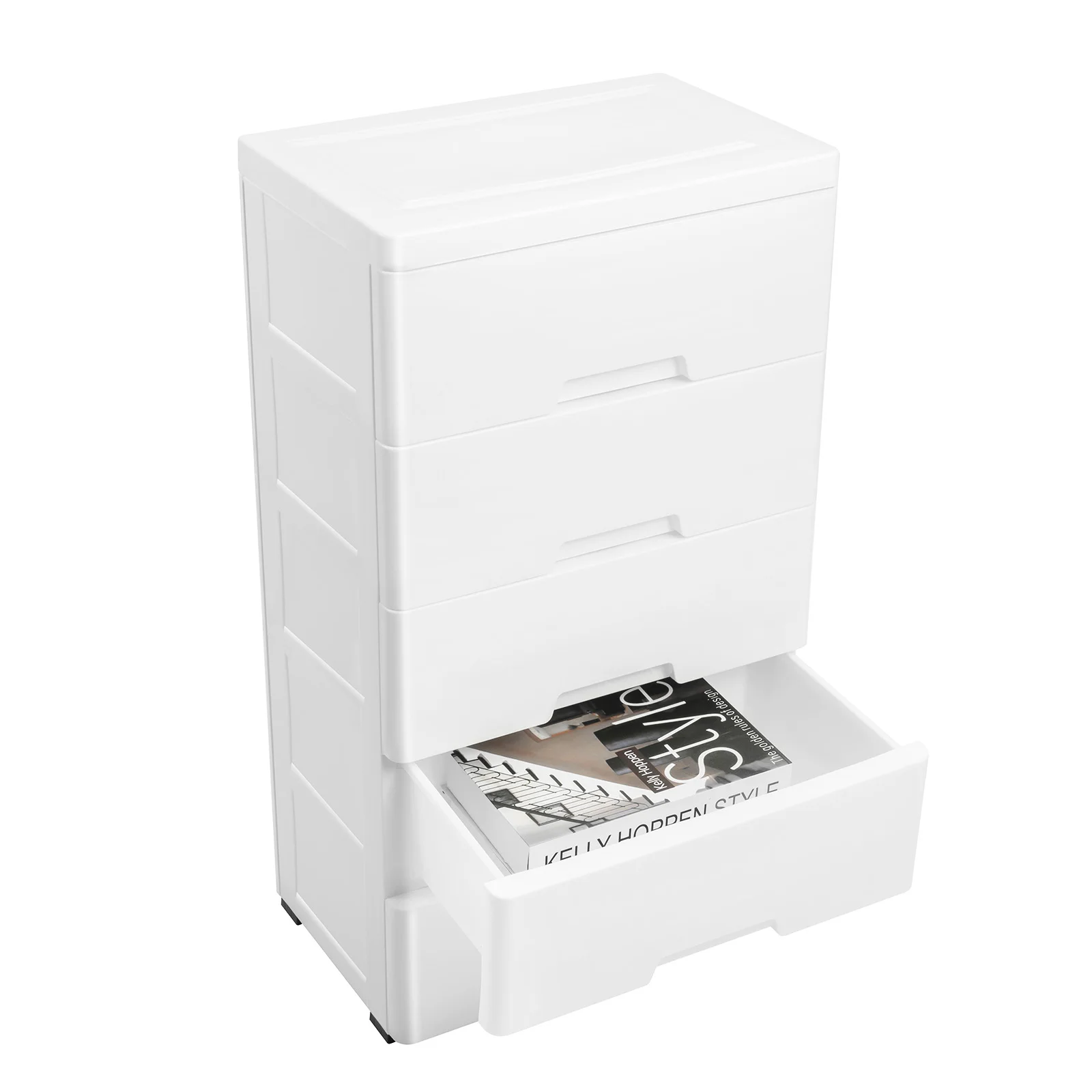 

Plastic Drawers Dresser Storage Cabinet, 5-Drawer Stackable Vertical Clothes Storage Tower, Bedroom Tall Small Chest Closet