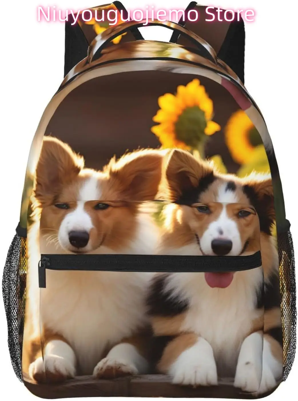 

laptop bag back to school Sunflowers Garden Dogs Lightweight Laptop Backpack Lightweight Multipurpose Travel Casual Daypack Uni