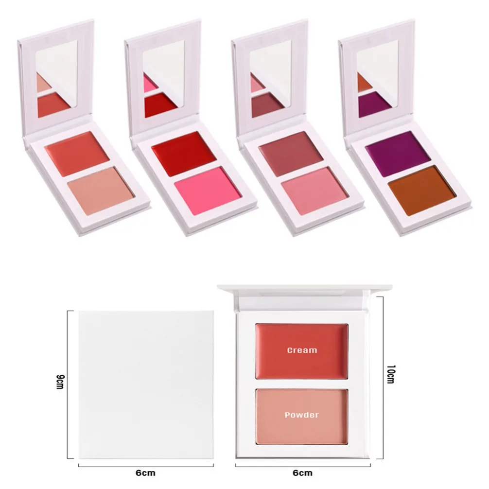 Dual Color Blush Palette Vegan Cream Powder Makeup 2 in 1 Cosmetics Wholesale Custom Logo Private Label Corrector Maquillaje