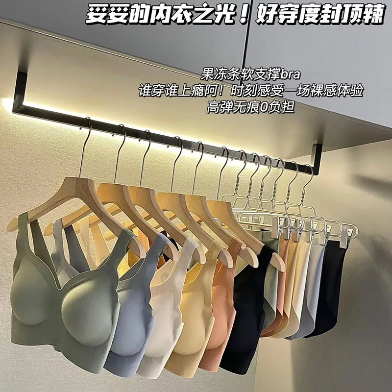 Sexy Underwired Gathered Breast Bra Set Women's High Elastic and Non-marking Nude Beauty Back Thin Ice Silk Underwear