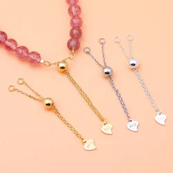 925 sterling silver semi-finished silica gel bead adjusting chain bracelet necklace ending extension chain manual DIY material
