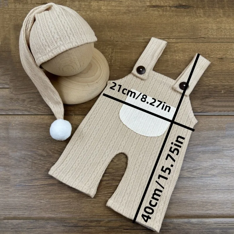 Newborn Photography Outfits Baby Jumpsuit and Long Tail Hat Sets Crochet Knitted Romper Boy Girl Overalls Photos Accessories