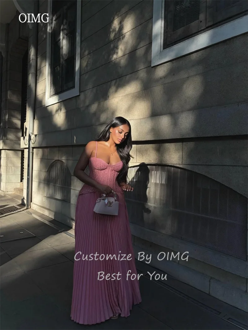 Oimg rosa quente renda cinta de espaguete uma linha vestidos de baile maxi querida pescoço vestido de festa até o chão vestido de noite personalizado