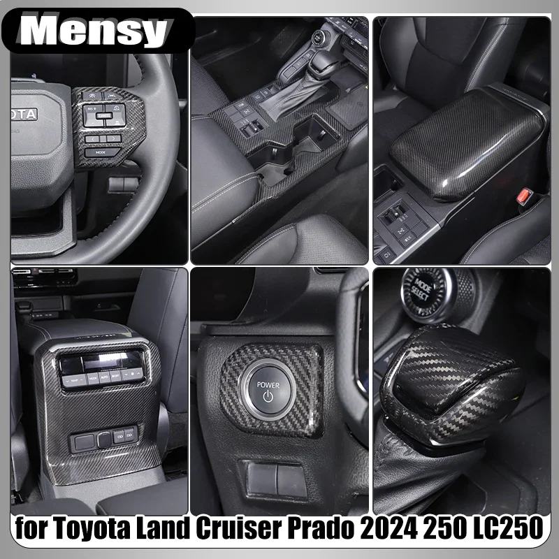 

Carbon Fiber For Toyota Land Cruiser Prado 2024 2025 250 LC250 Center Steering Wheel Shift Panel Cover Trim Stickers Accessories