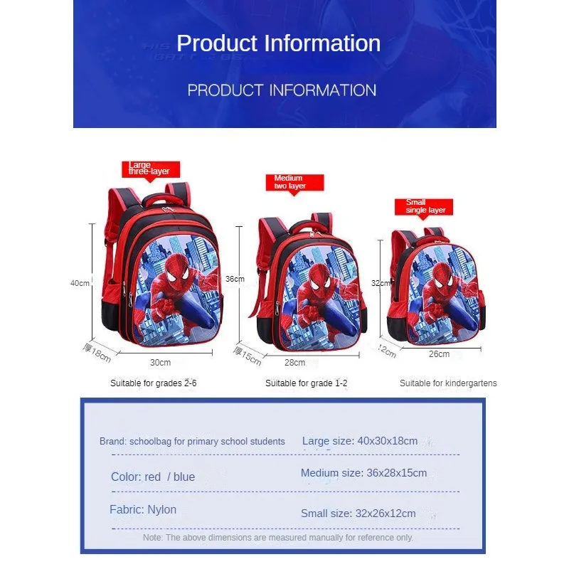 MINISO Spider-Man School Bag for Kindergarten Kids Super Cool Superhero Fashion Cute Backpack for Boy Students in Grades 1-6