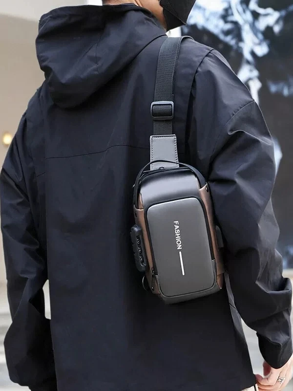 防水メンズクロスボディバッグビジネス通勤チェストバッグ多機能盗難防止シングルショルダーバックパック