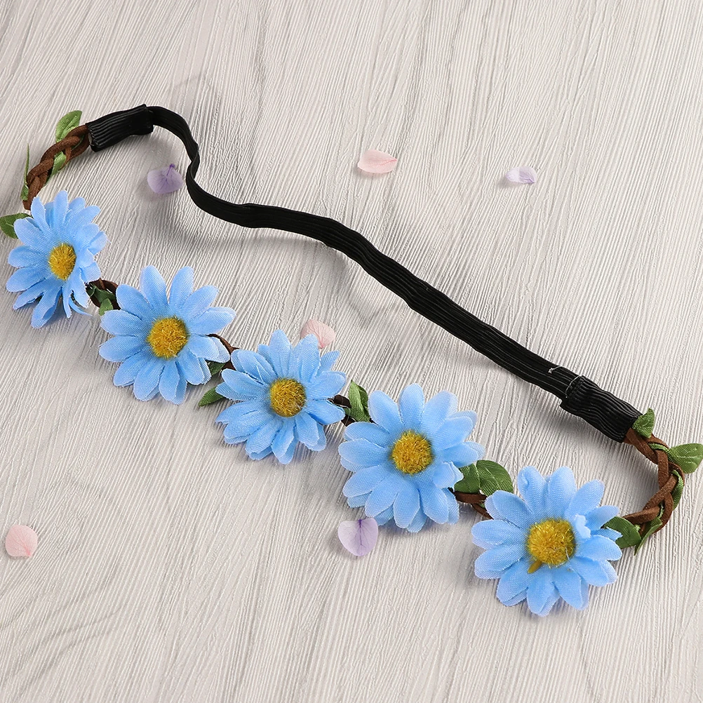 

5 Pcs Hawaiian Flower Headband Hair Accessories Sunflower Wreath Vivid Color Lightweight Comfortable Wear Lifelike Appearance