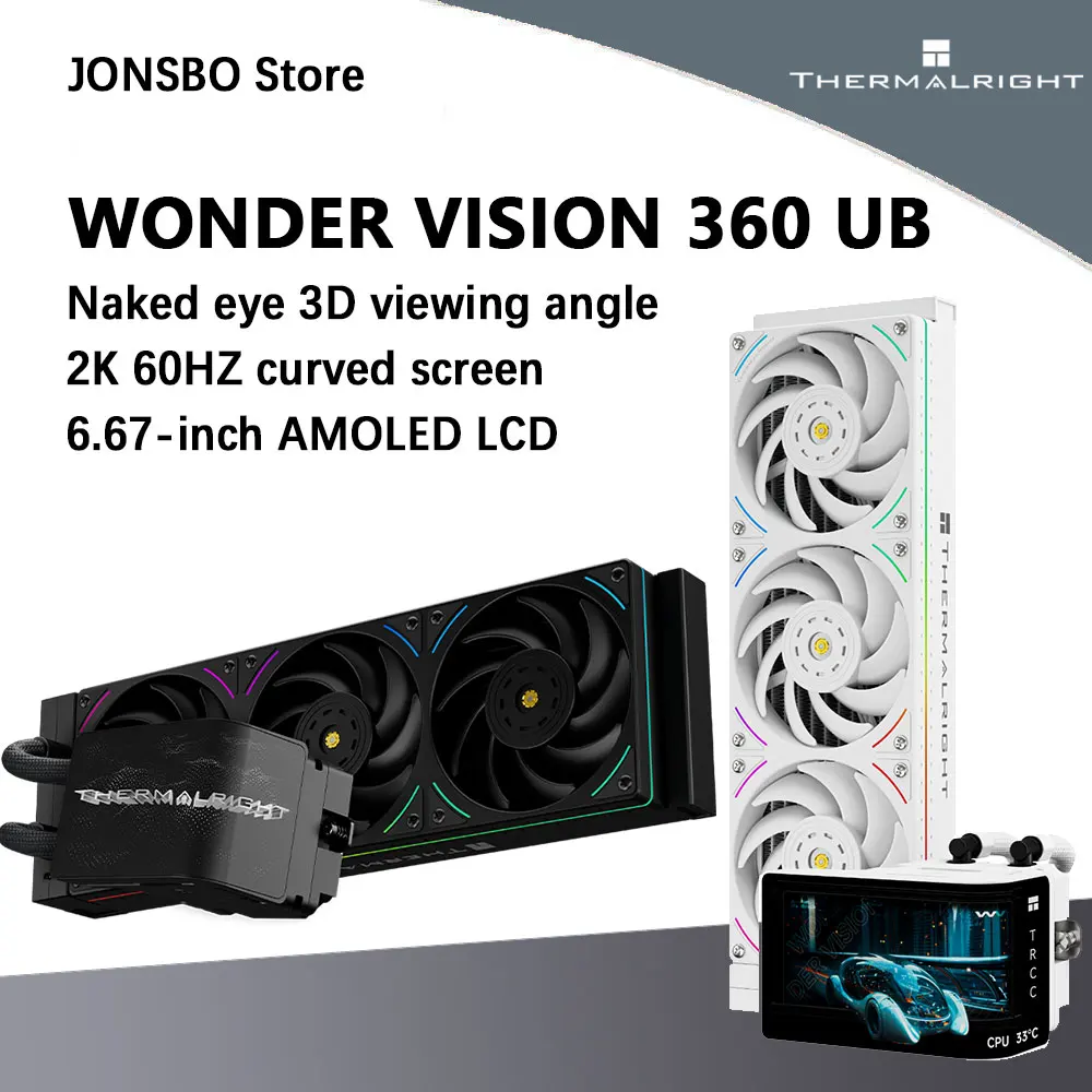

Thermalright WONDER VISION 360 UB Универсальный охладитель для воды 360 мм 6,67-дюймовый AMOLED ЖК-дисплей 2K 60 Гц Изогнутый экран Голое глаз 3D Vision
