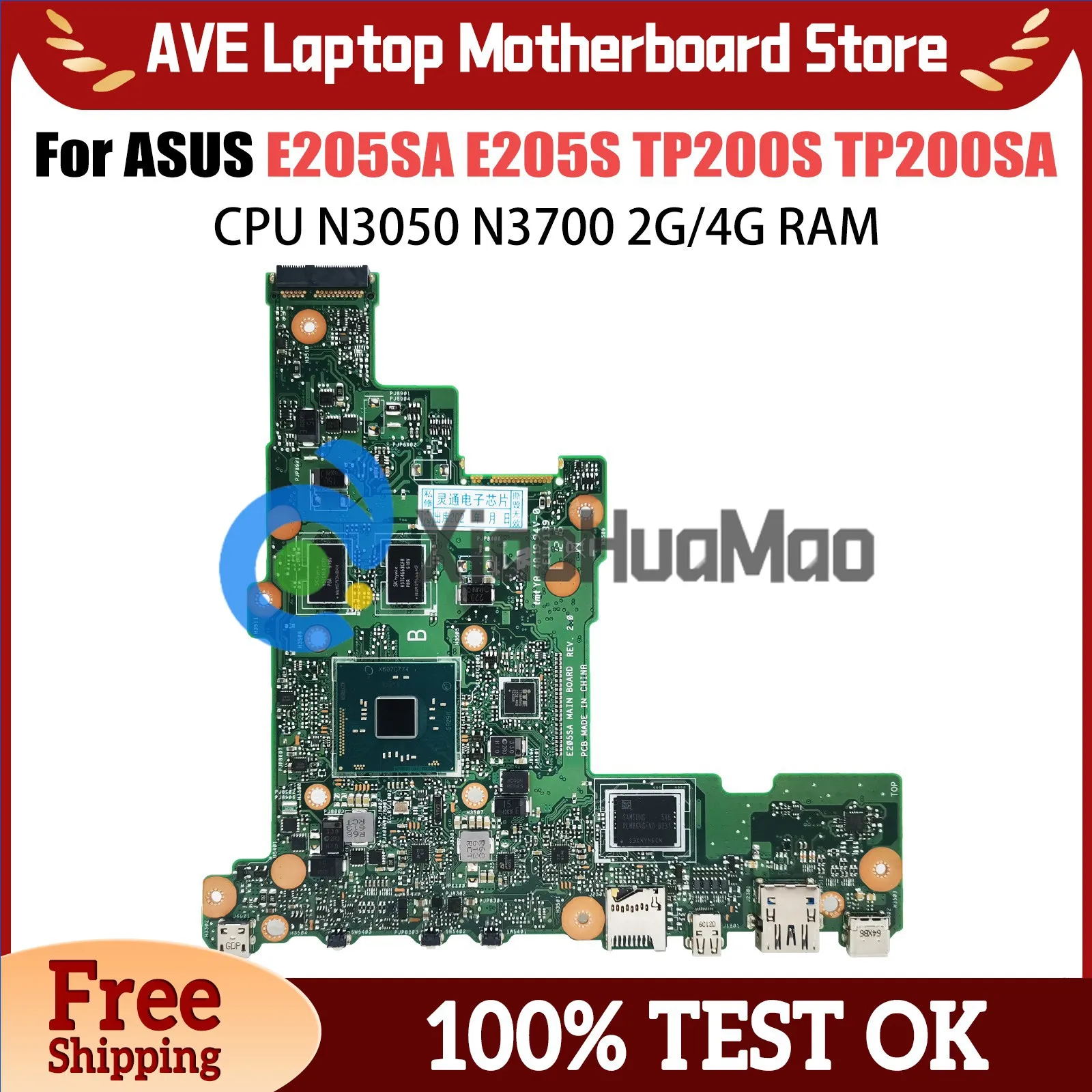 

Computer Mainboard For ASUS E205SA E205S E205S TP200S TP200SA Laptop Motherboard N3050 N3700 CPU 2GB 4GB RAM 0GB 32GB 64GB SSD