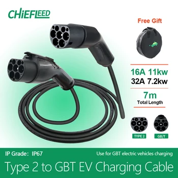 Häuptlingstyp 2 auf GBT-Kabel Typ 2 Stecker auf GBT China Cars Fahrzeugseite 32 A mit Verlängerungskabel 7 m