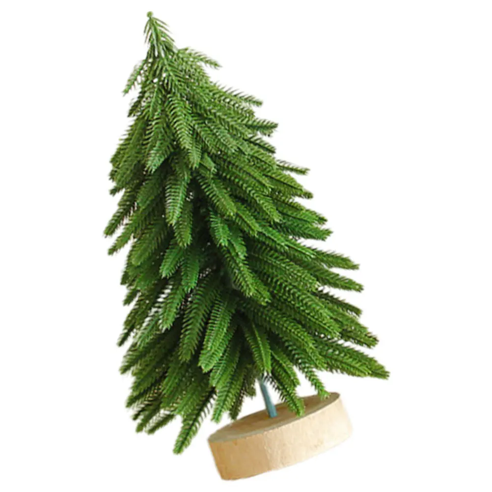 

Mini Christmas Tree Wooden Base Artificial Xmas Decor Tabletop Scene Prop Mini Christmas Tree Artificial Pine Trees