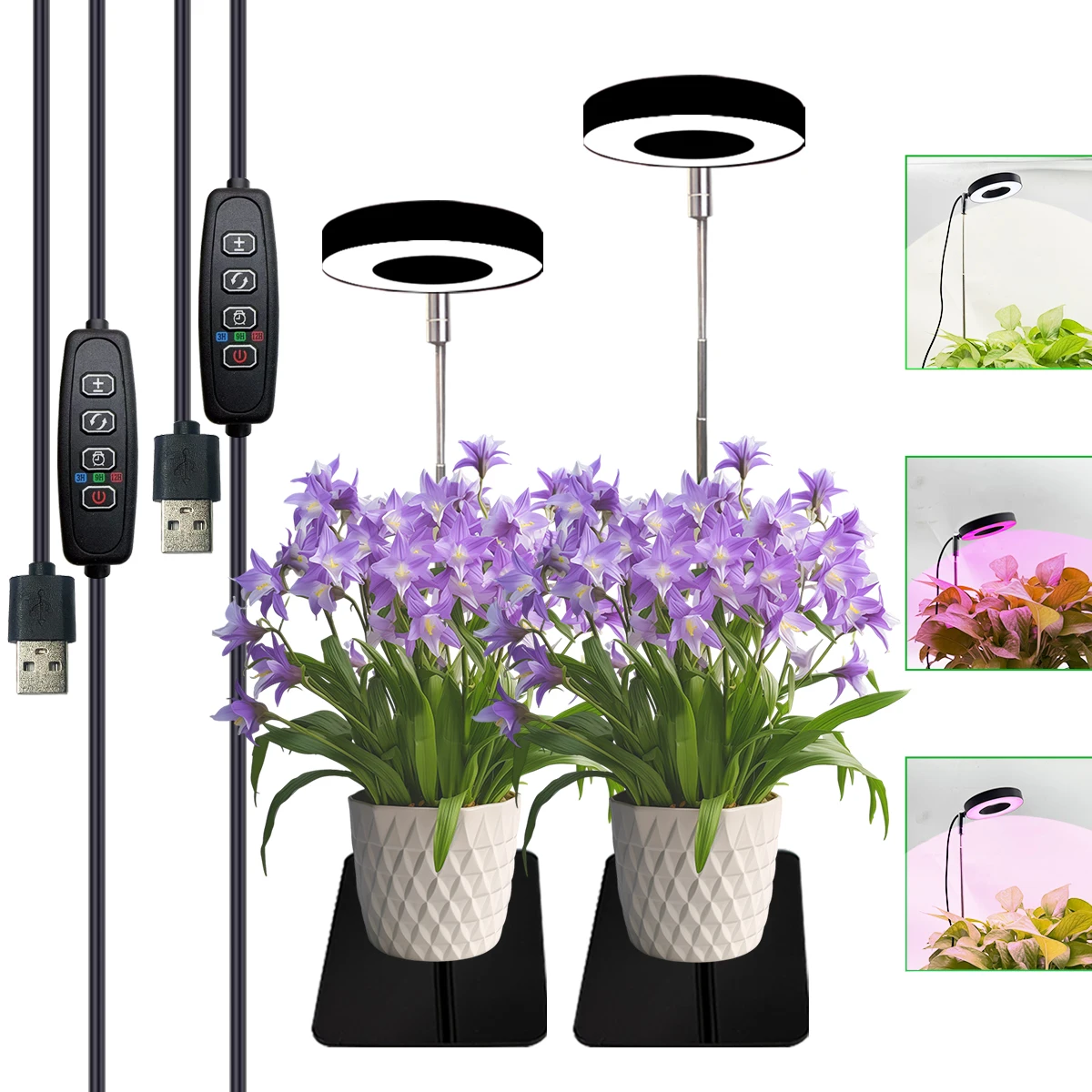 

Трехцветный светодиодный светильник полного спектра для роста комнатных растений, 3/9/12, регулируемый по высоте светильник для роста растений с основанием