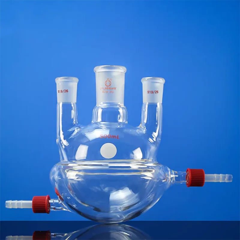 

Колба трехгорловая с двойными стенками, с отсоединяемым шлангом, 100мл, 250мл, 500мл, 1000мл