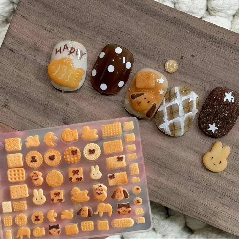 Silicone 3D Carved Template Cookie Baking Nail Mold Dog Rabbit Fish Manicure Charms Nail Art Mold Gel Design Tools Accessories - view 3