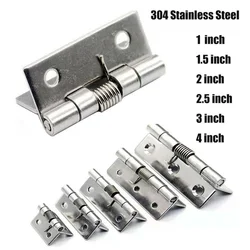 2x Self Closing Spring Door Hinge Stainless Steel Hardware 1/1.5 Inch For Windows Cabinets Jewelry Box