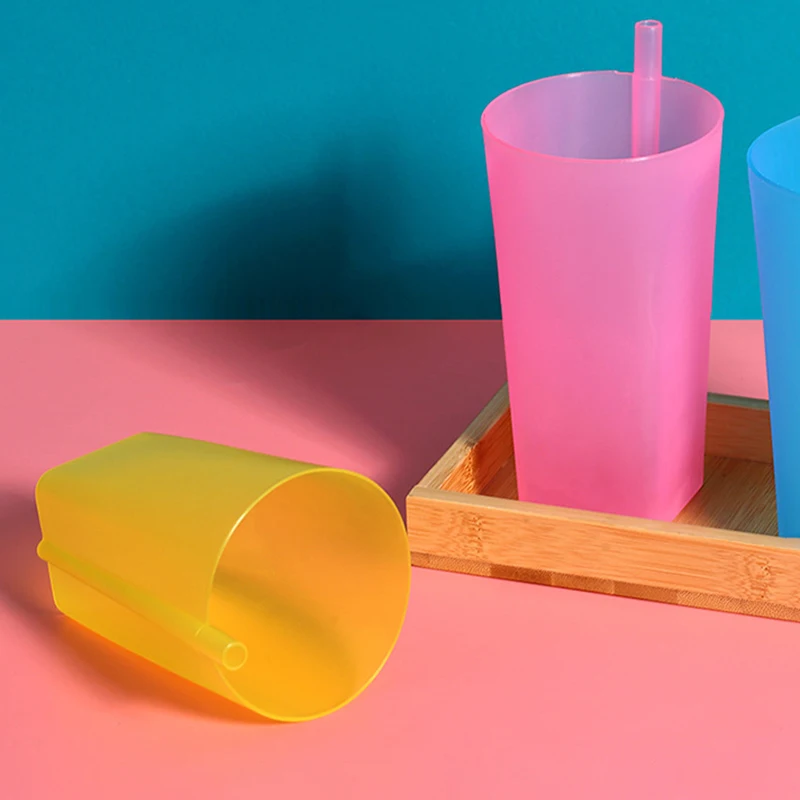 Children Infant Baby Sip Cup With Built In Straw Mug Drink Plastic Integrated Straw Cup Kids Water Bottle【Homeclub】