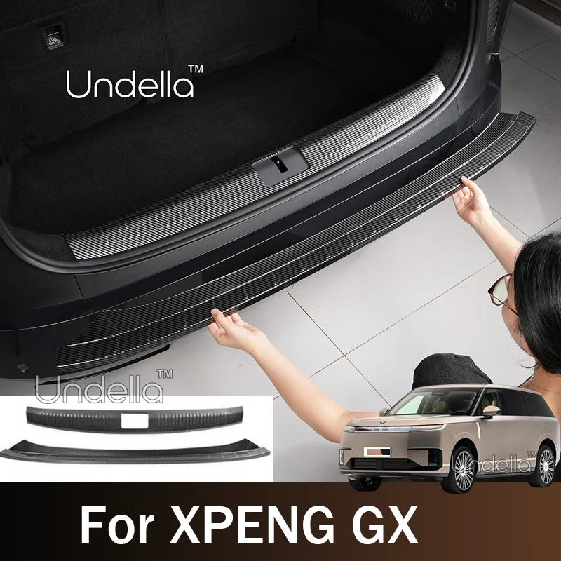 Car Trunk Door Sill for XPENG GX 2026 2027 ABS Carbon Fiber Anti-scratch Threshold Strip Tailgate Scuff Guard Plate Accessories