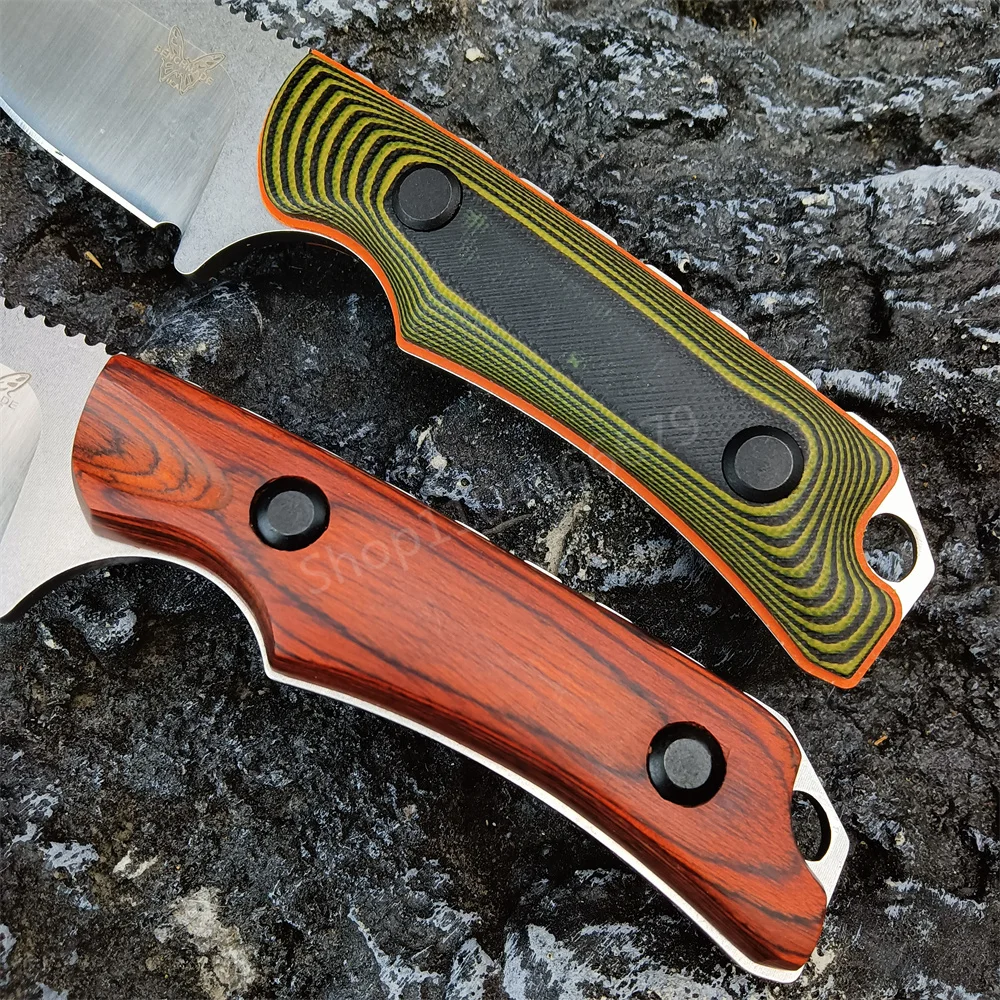 BM 15017 Fixed Blade Knife G10/Wood Handle Outdoor Tactical Survival Self-Defense Camping Pocket Knife Gift Kydex Sheath