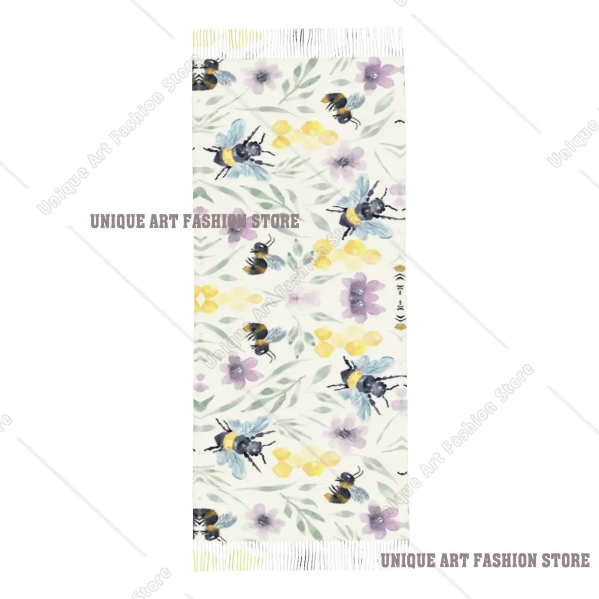 مخصص طباعة المائية النحل Pollinators مع الأزهار وشاح الرجال النساء شتاء خريف الأوشحة الدافئة شال التفاف
