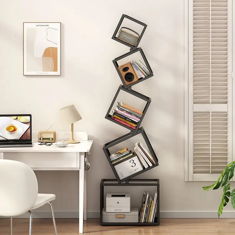 

Modern minimalist invisible bookshelf, floor to ceiling multi-layer storage rack, bedroom room display, living room storage rack
